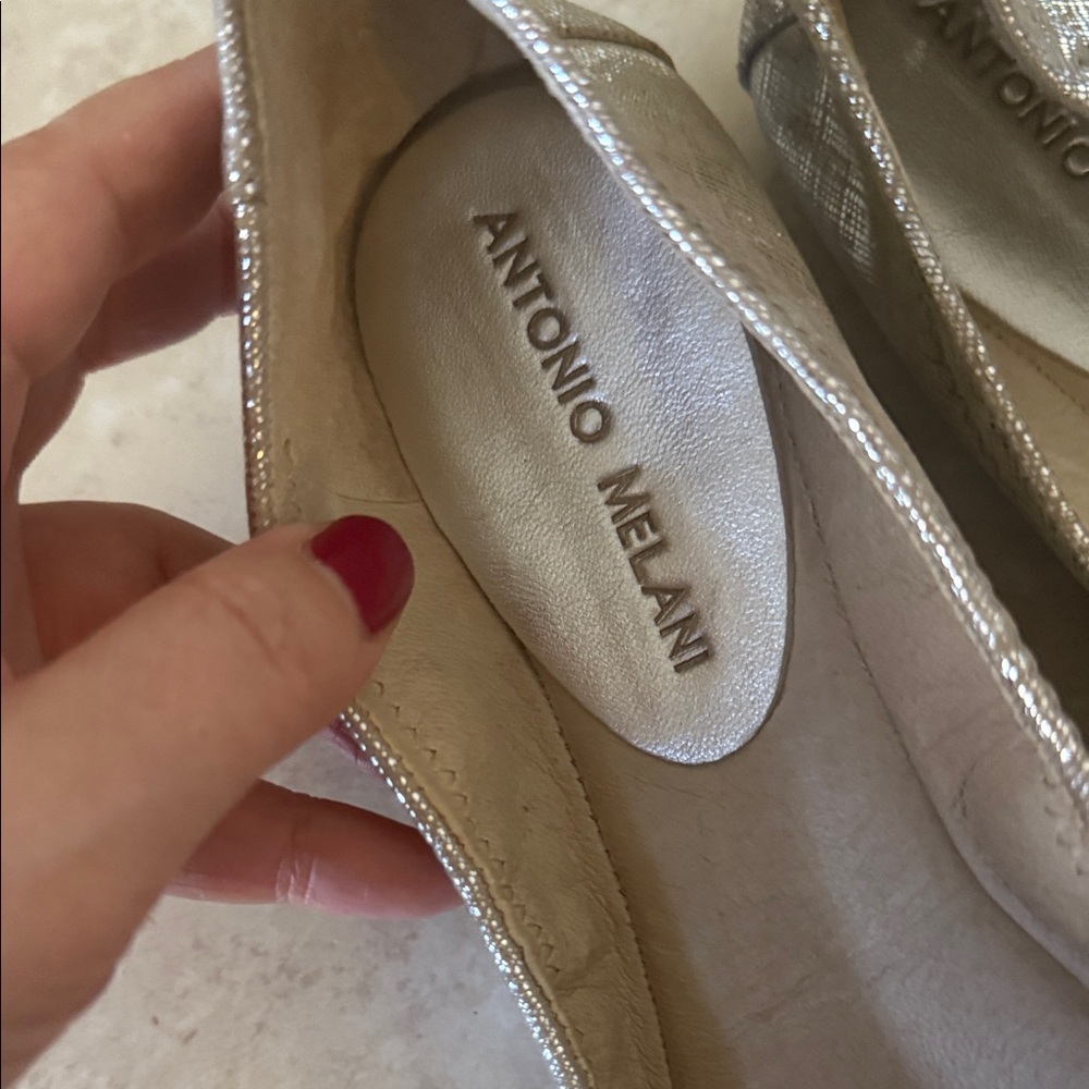 ANTONIO MELANI Metallic Embellished Flats size 7.5 - Picture 2 of 6